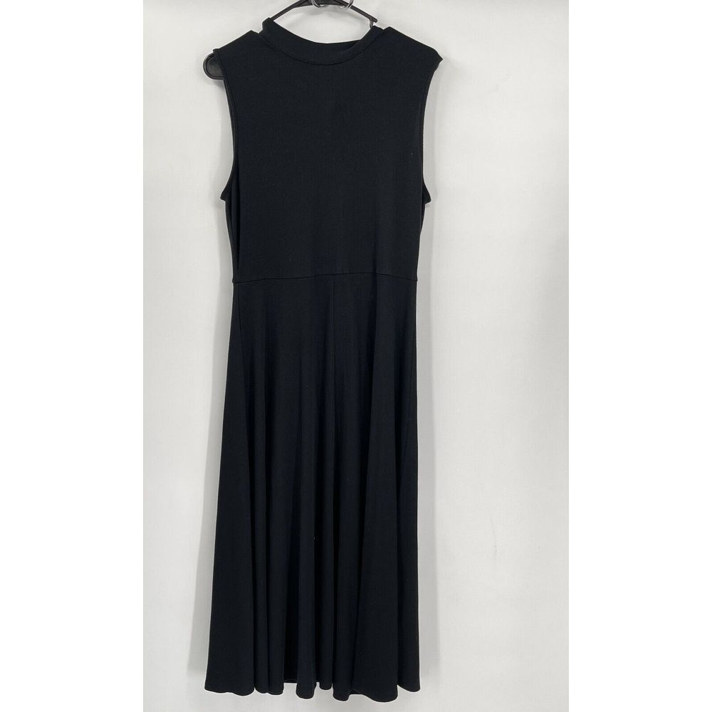 Who What Wear Large Midi Dress Womens Black Ribbed Mock Neck Tie Back Sleeveless